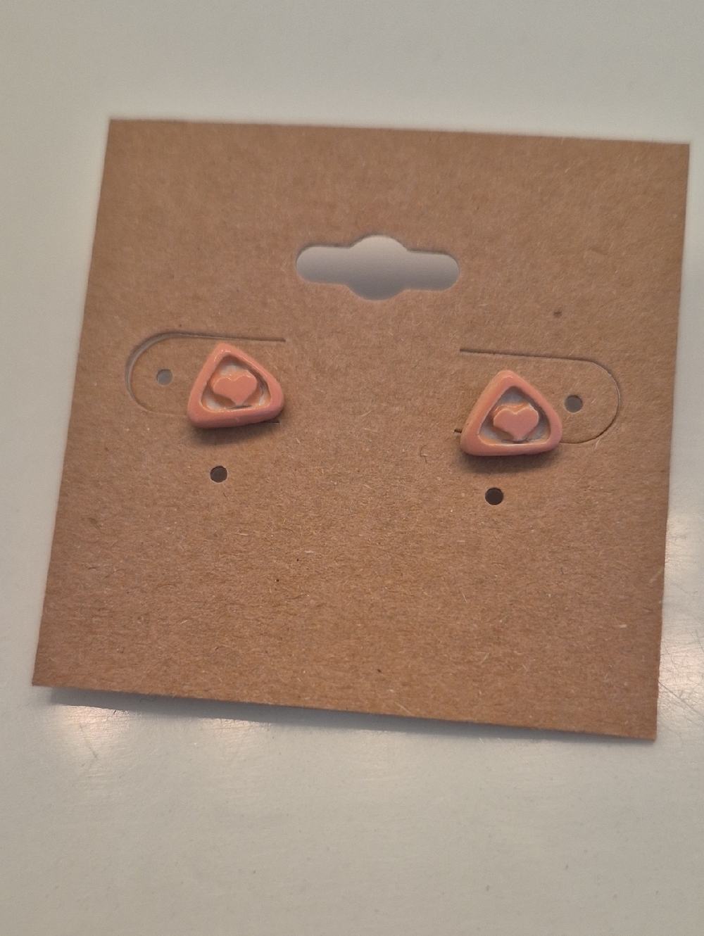 Peach Heart Triangle Stud Earrings